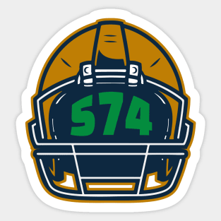 Retro Football Helmet 574 Area Code South Bend Indiana Football Sticker